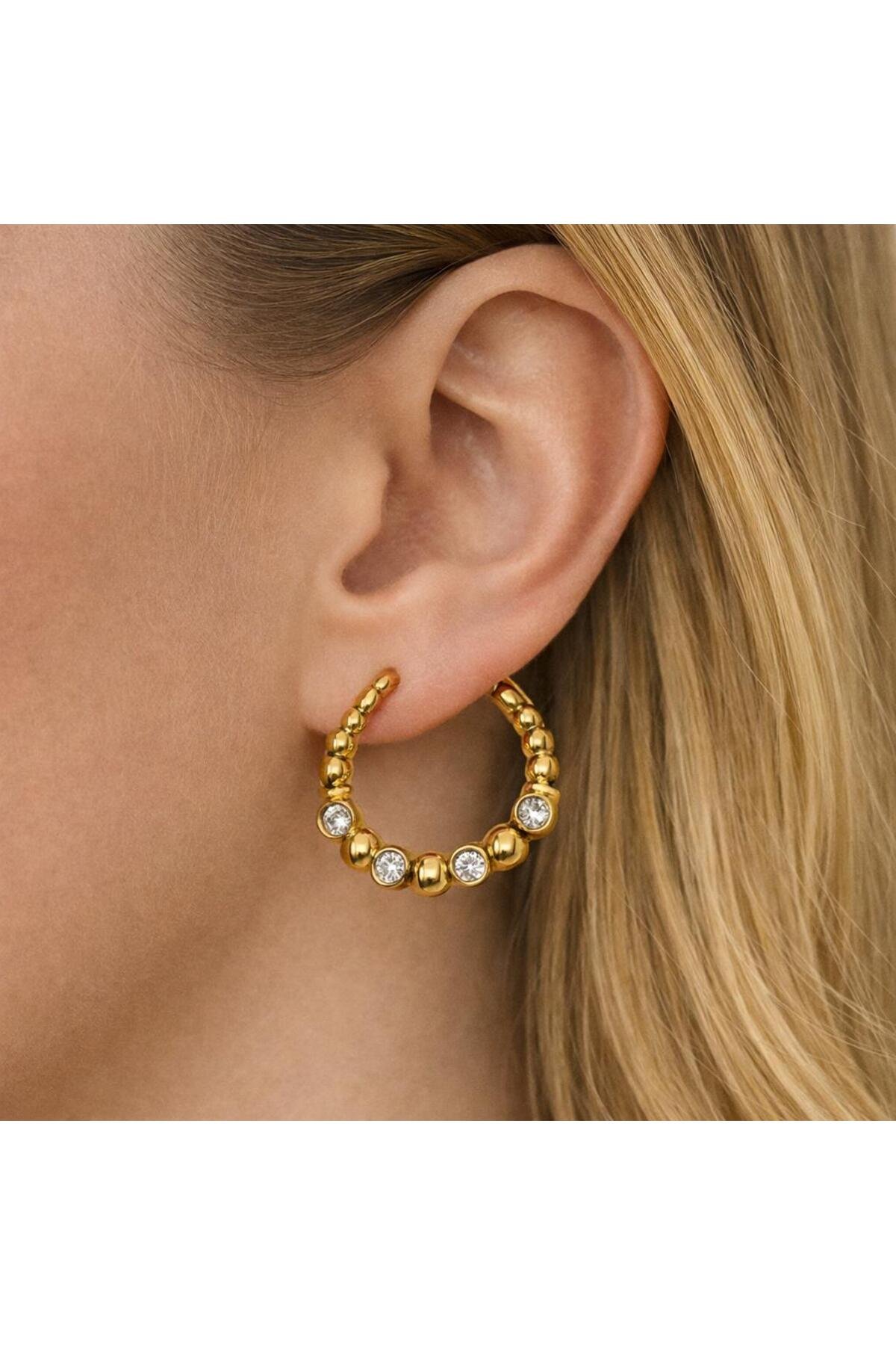 Işıltılı Gold Halka Küpe