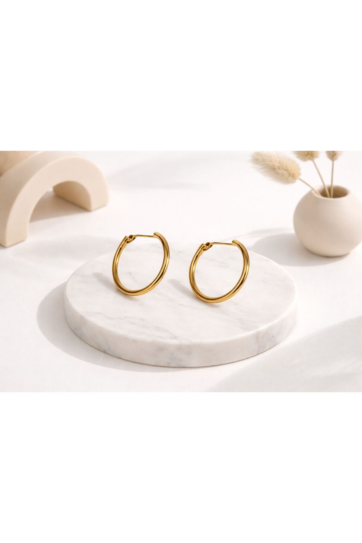 Gold Çelik Halka Küpe – Kararmaz