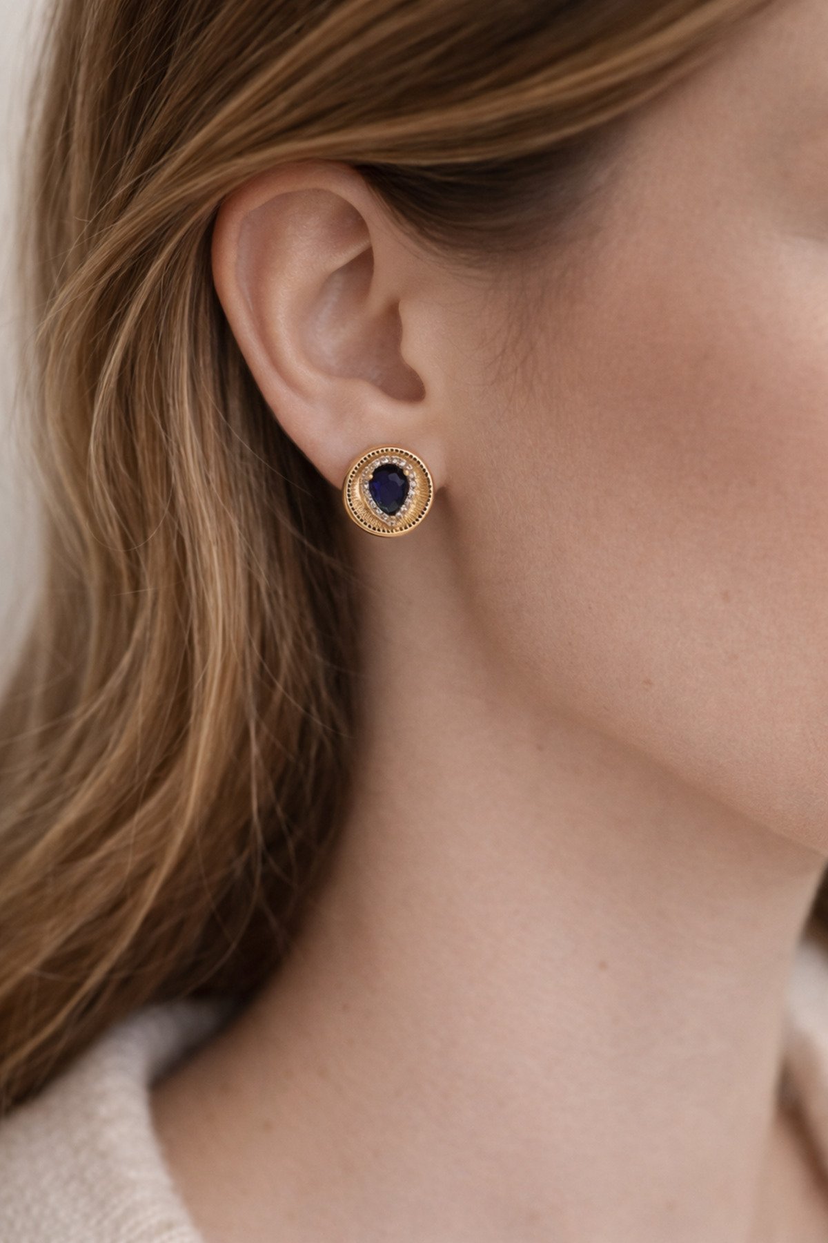 XUPİNG MAVİ DAMLA TAŞLI KÜPE