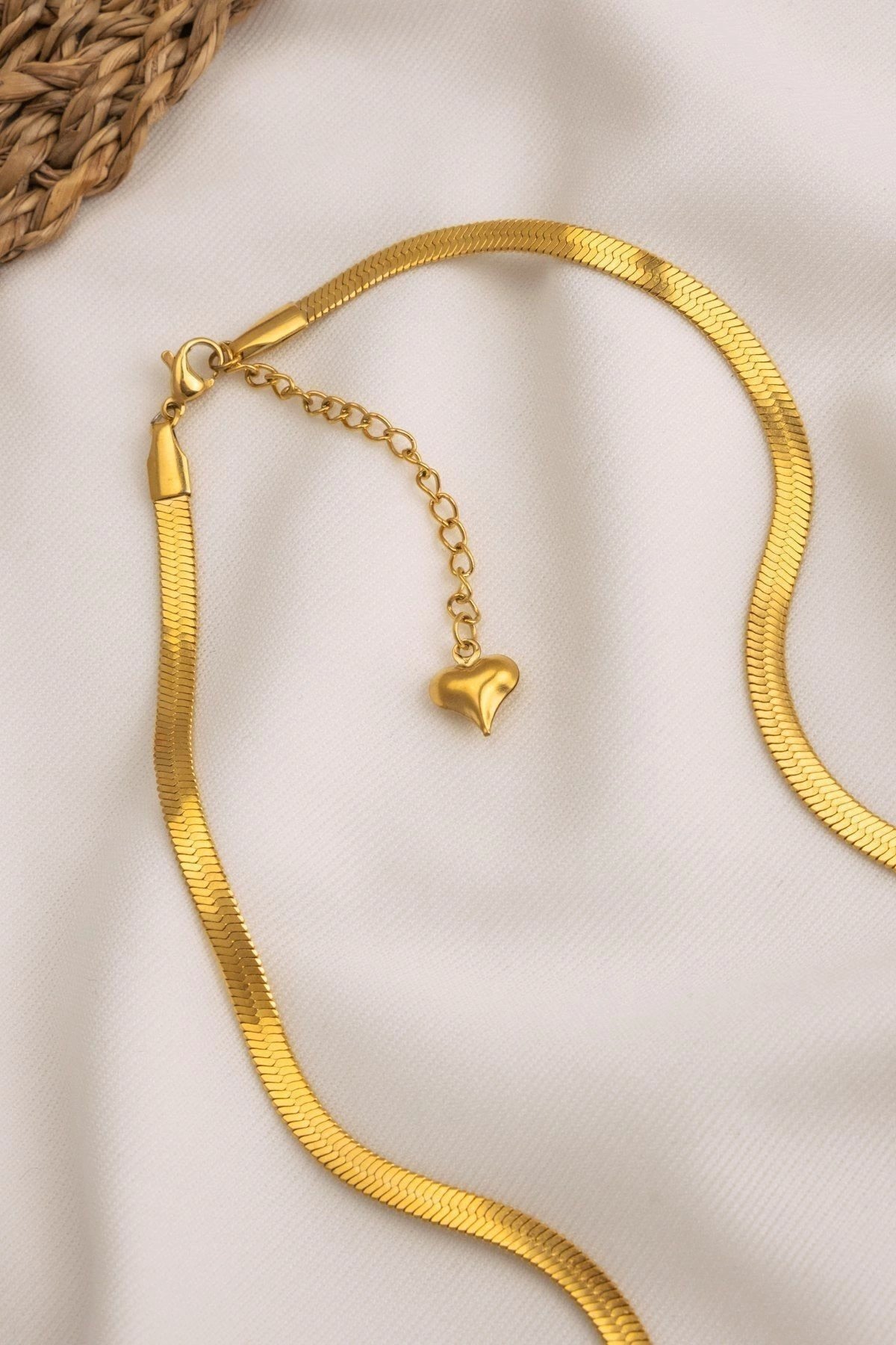 Flat Gold Steel Necklace 60 cm
