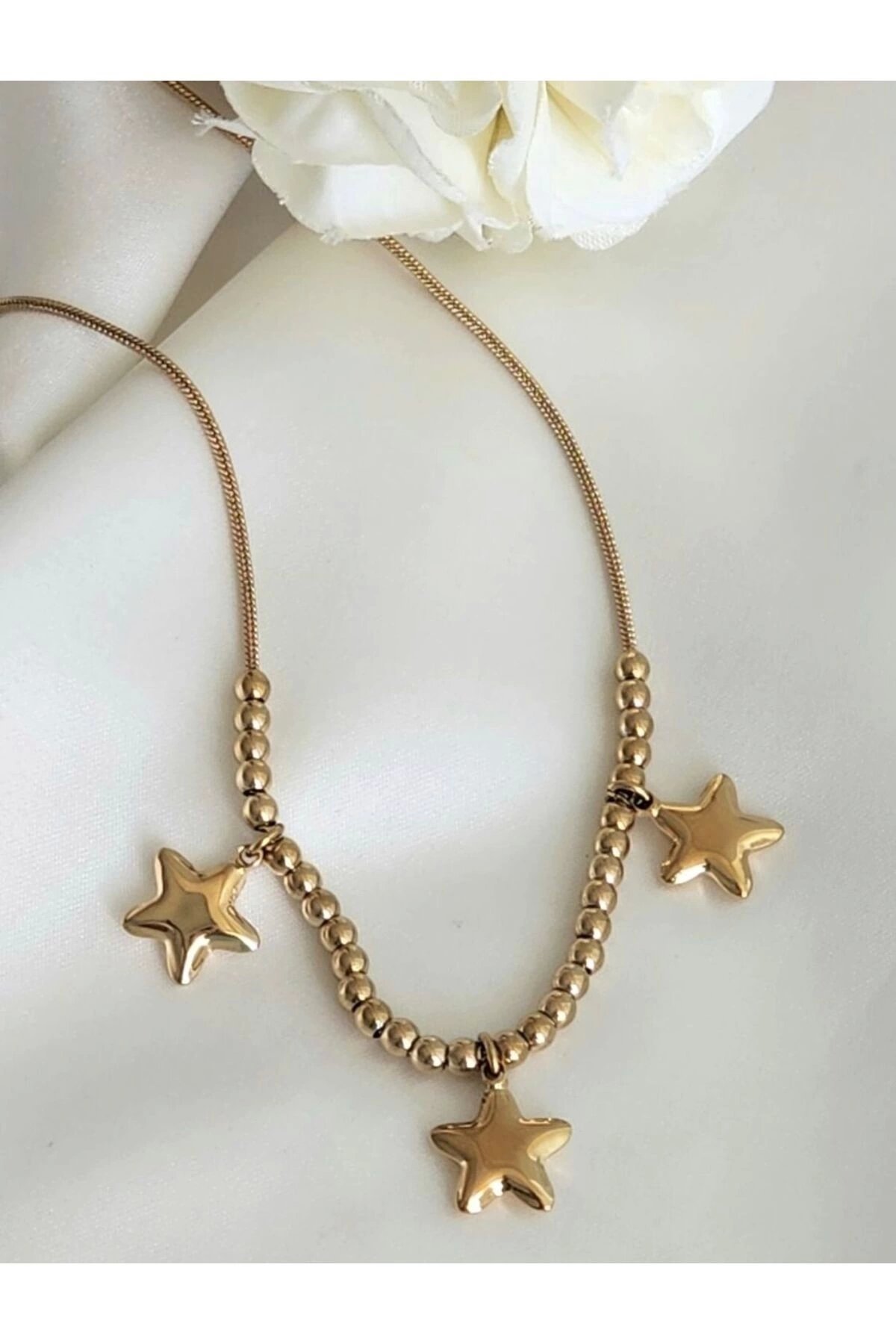 3 YILDIZ DORİKA ÇELİK KOLYE