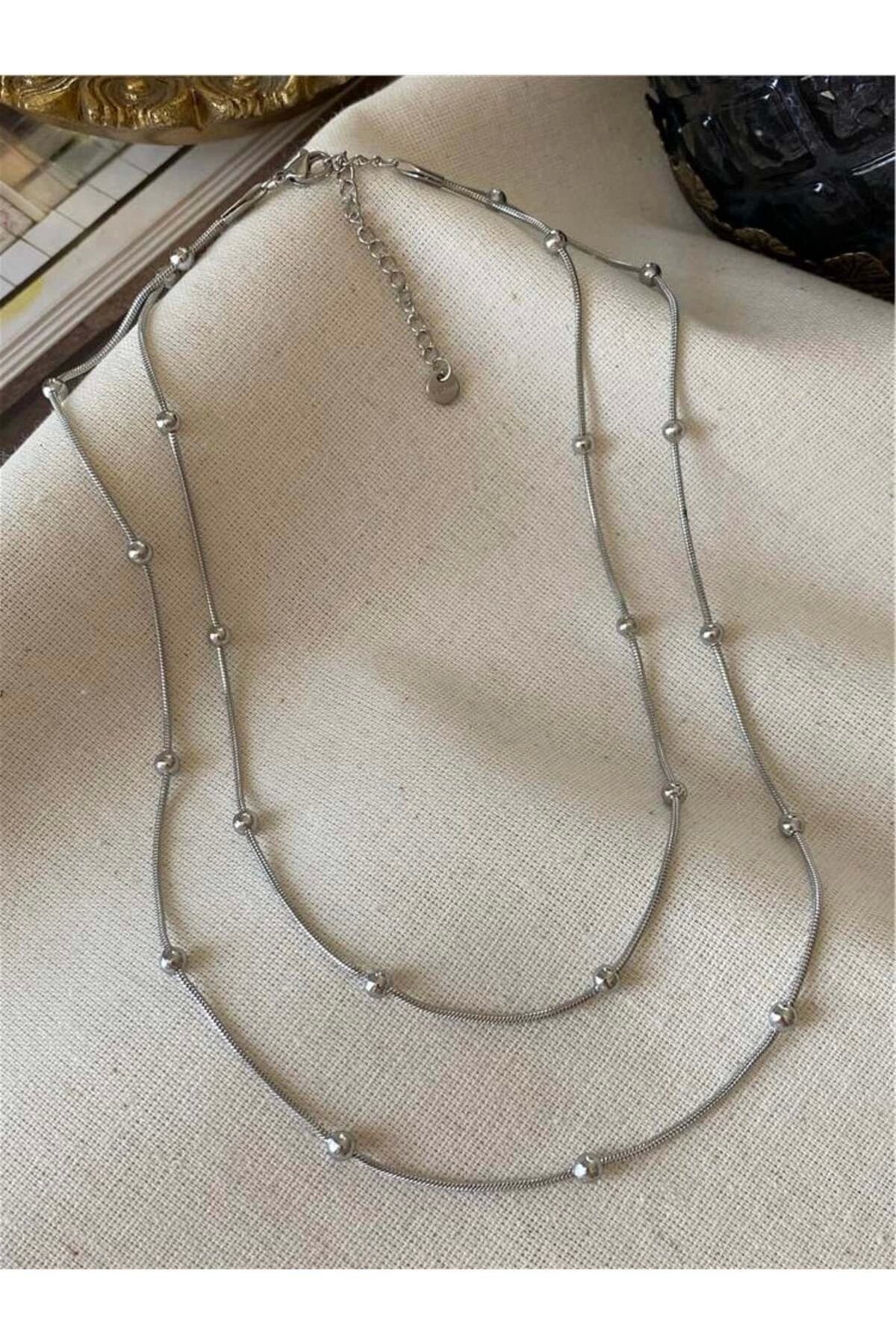 Çelik İkili Dorikalı Kolye