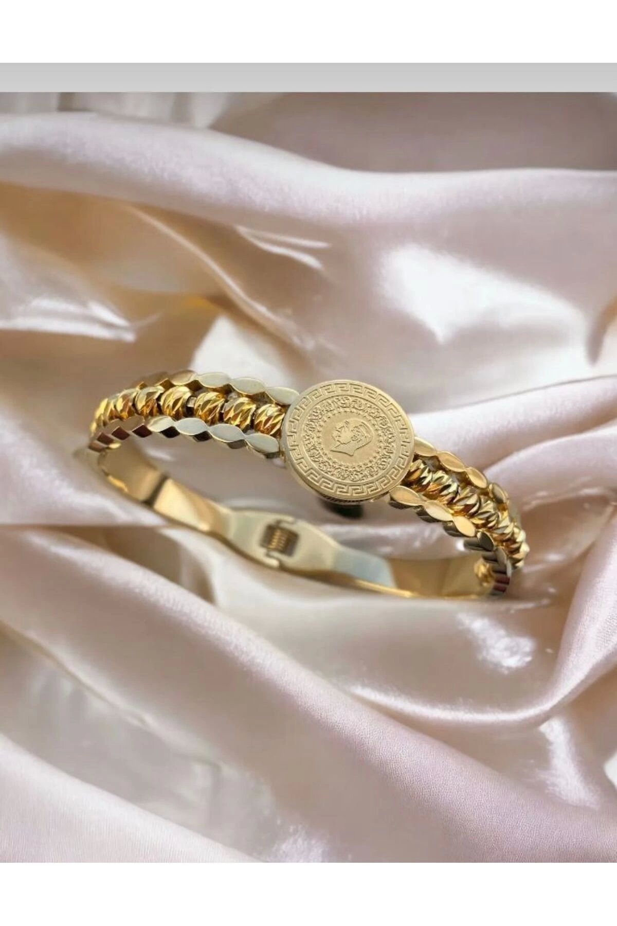 Çelik Kelepçe Bileklik Kararmaz Dorikalı Çeyrekli Figürlü