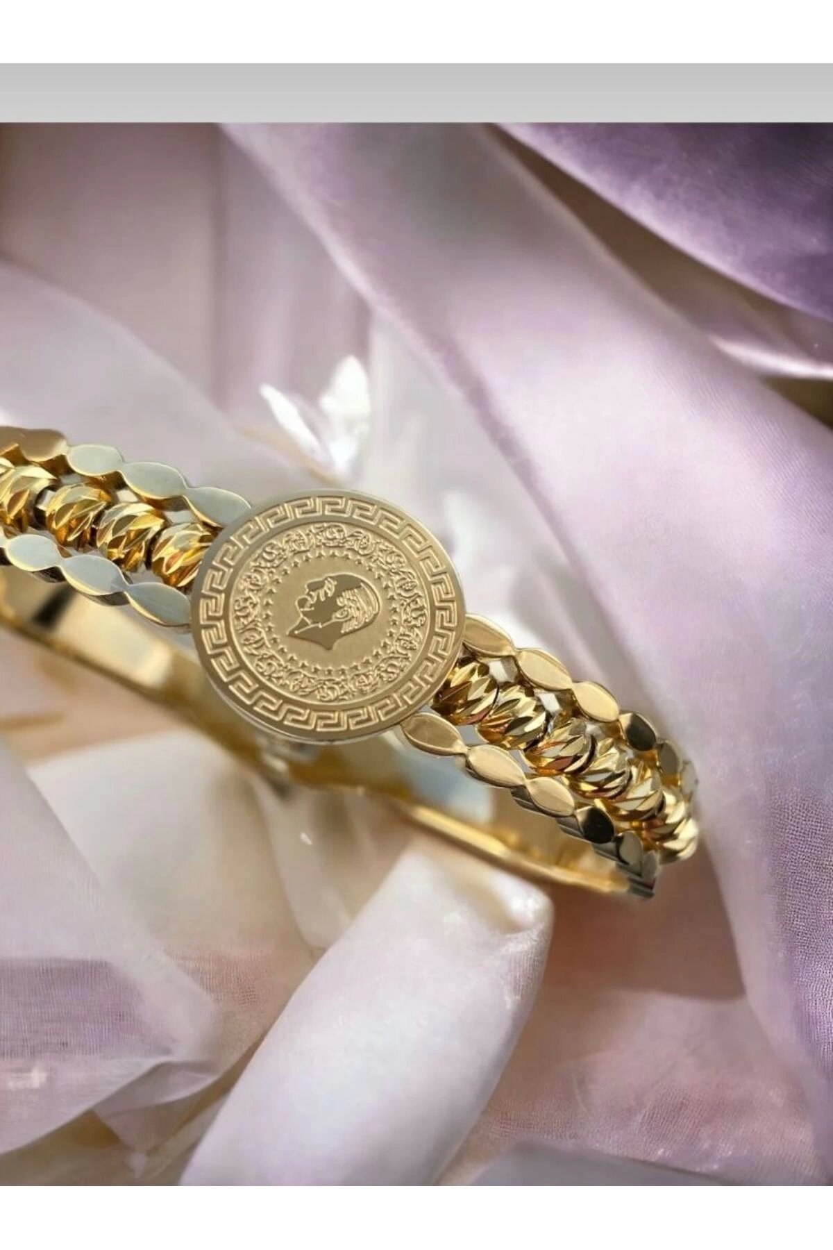 Çelik Kelepçe Bileklik Kararmaz Dorikalı Çeyrekli Figürlü