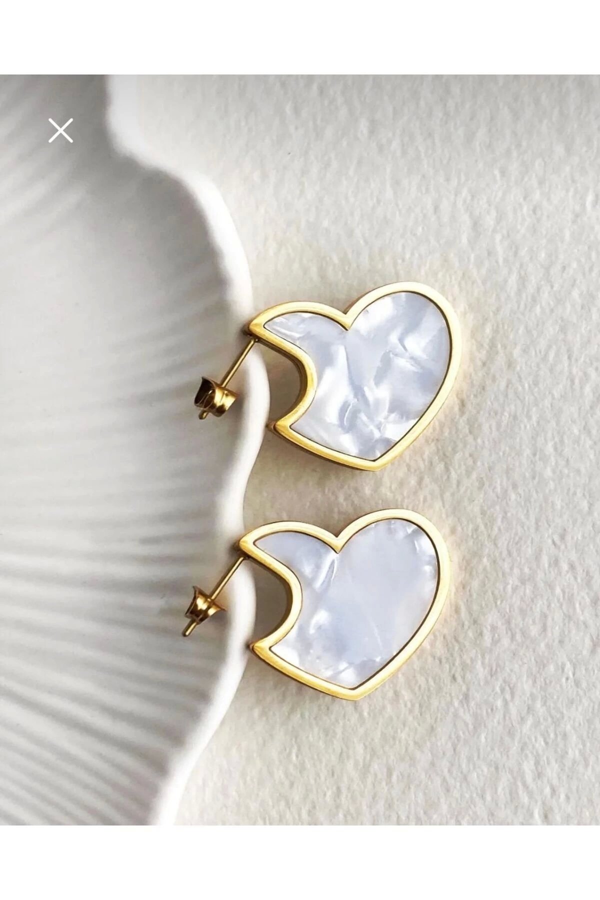 Double Sided White Pearl Heart Earrings