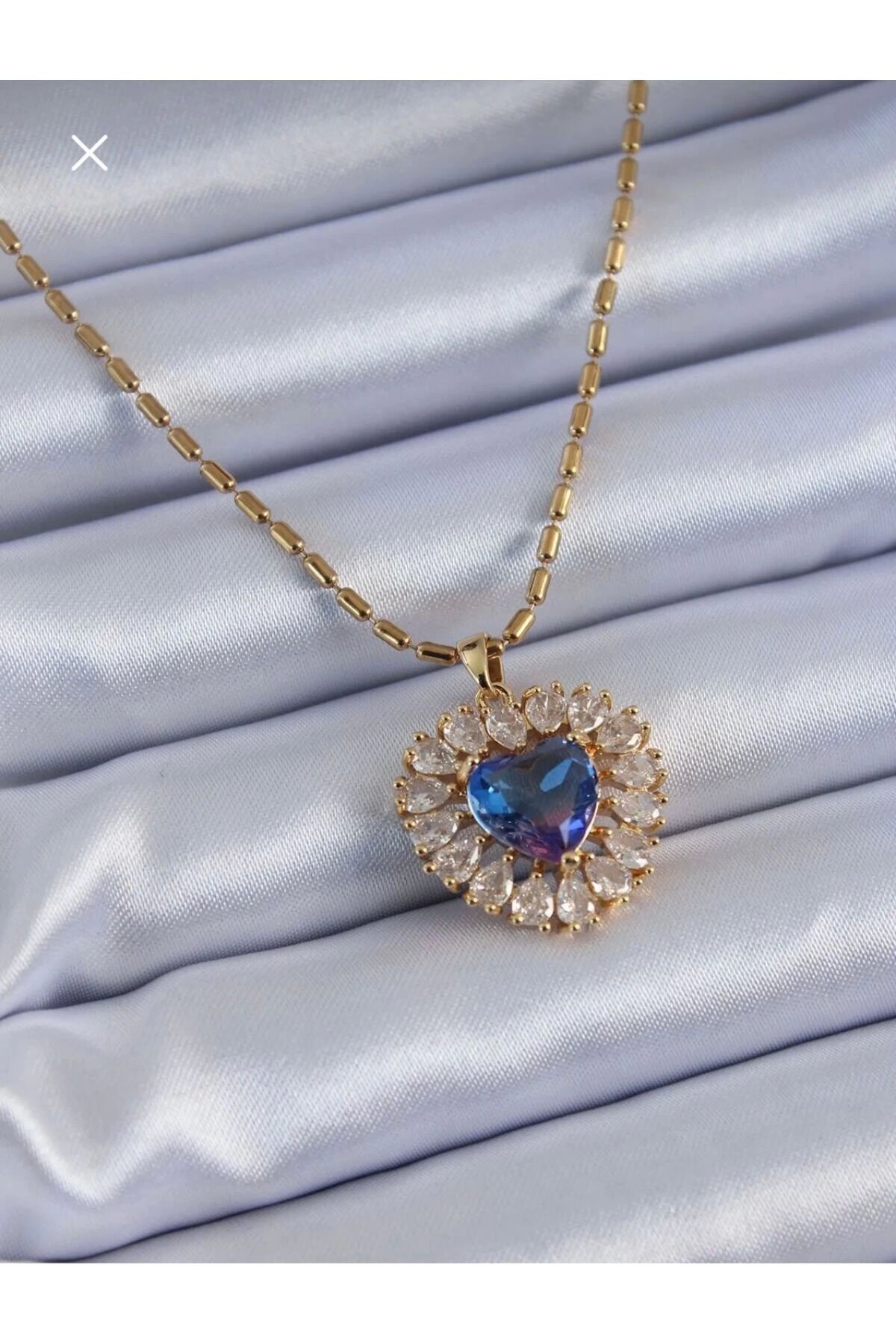 Gold Color Zircon Gemstone Crystal Purple Heart Model Women Necklace