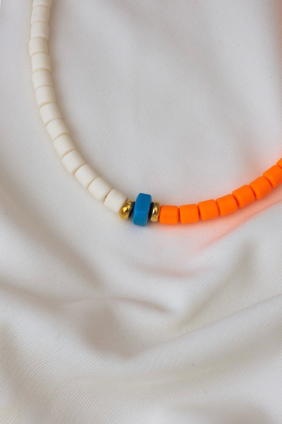 Orange-white Fimo Necklace