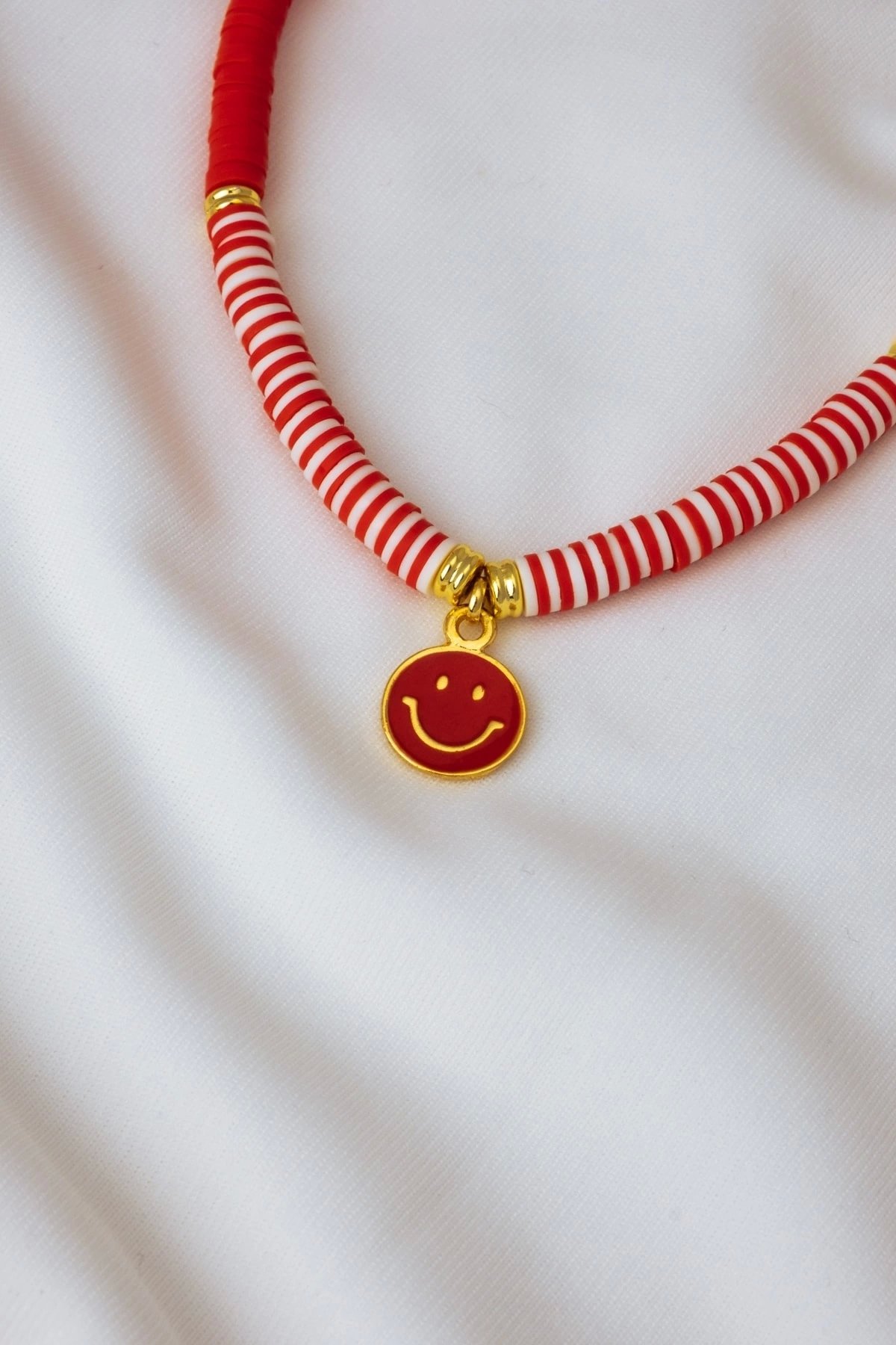 Red Smiling Face Fimo Necklace