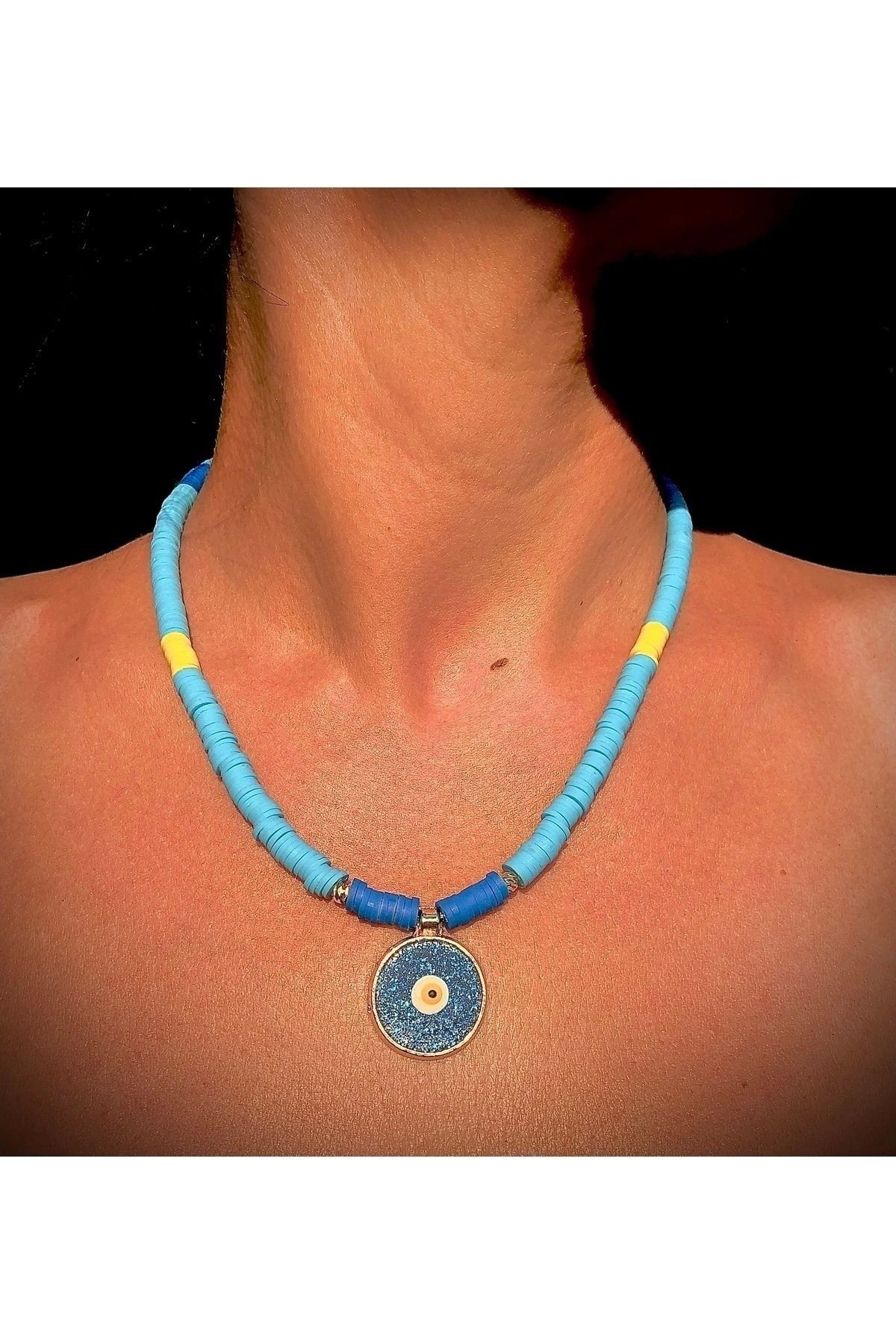 Evil Eye Beaded Fimo Necklace