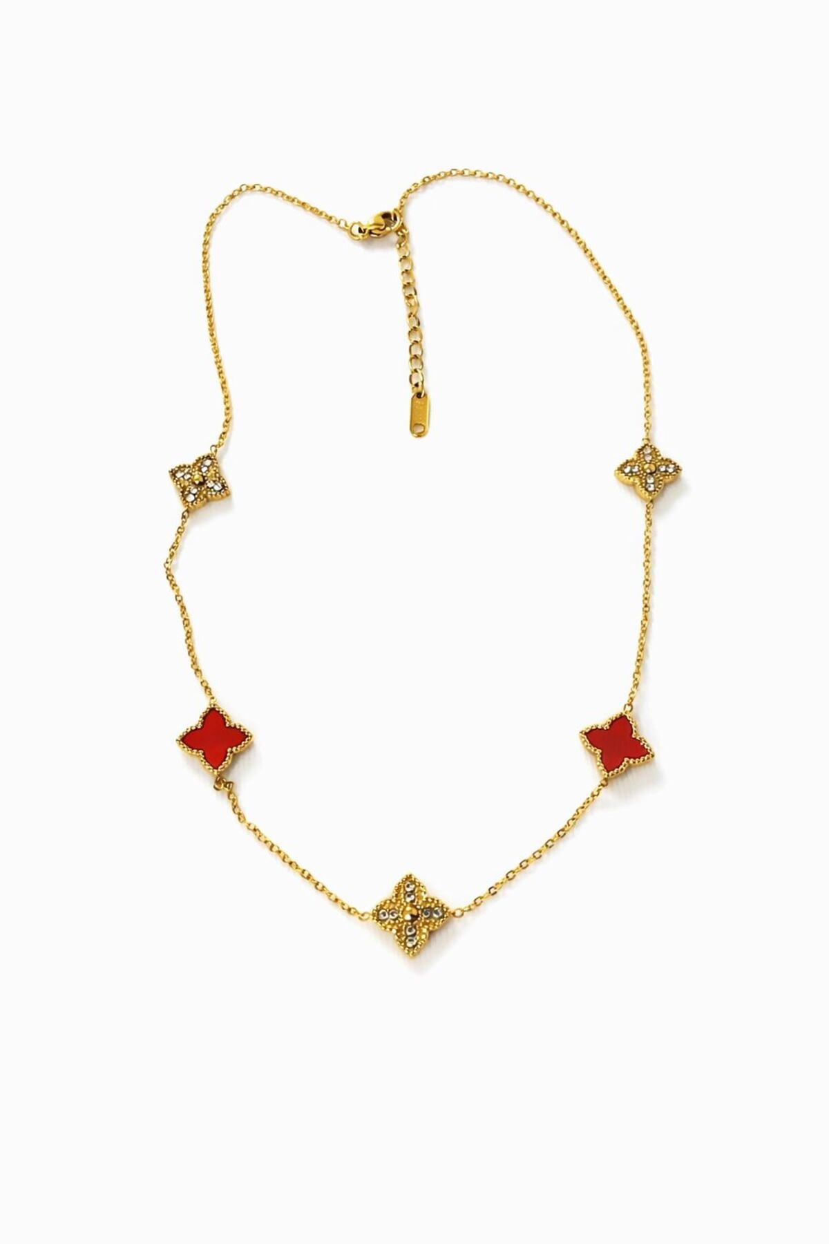 YONCA DETAYLI ÇELİK KOLYE