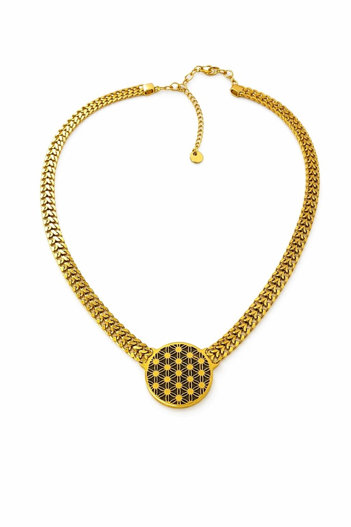 YAŞAM ÇİÇEĞİ MODEL KALIN BURMA KALPLİ ÇELİK KOLYE