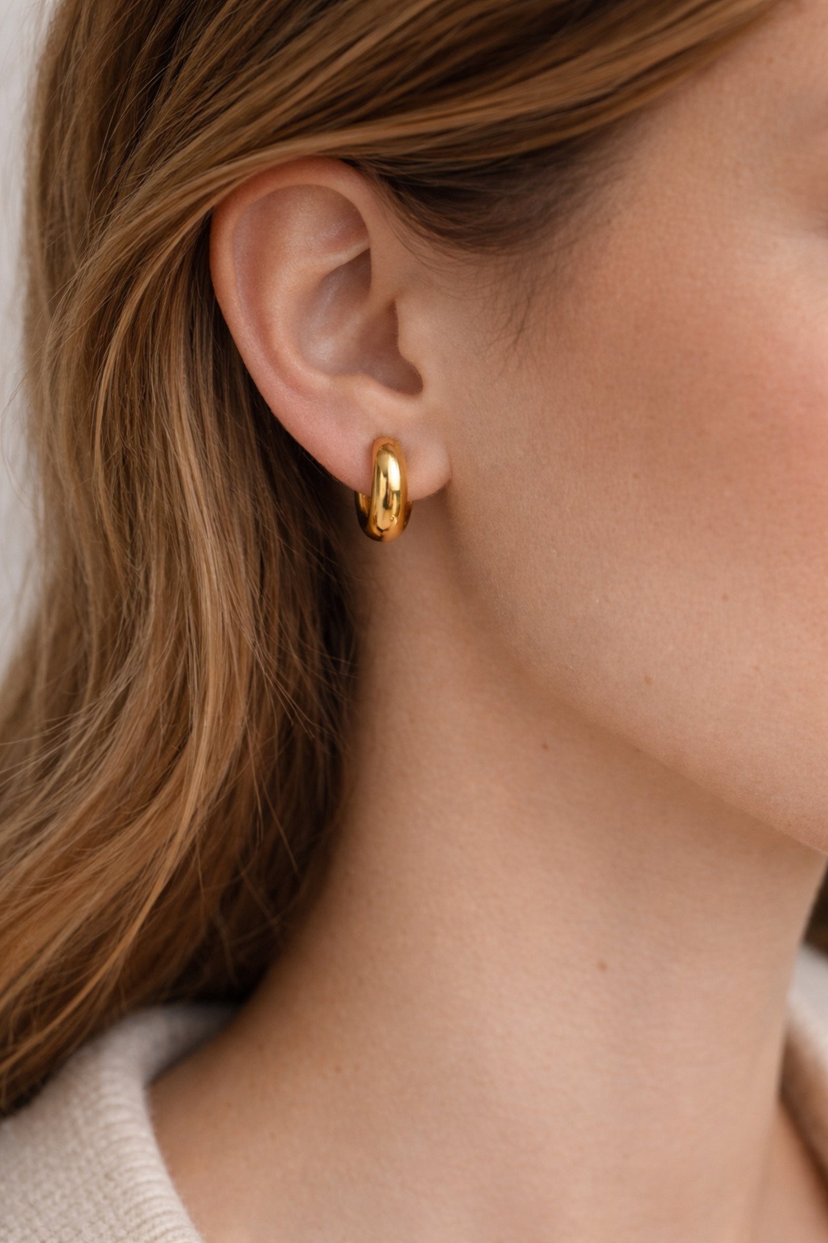 Halka Çelik Küpe Gold