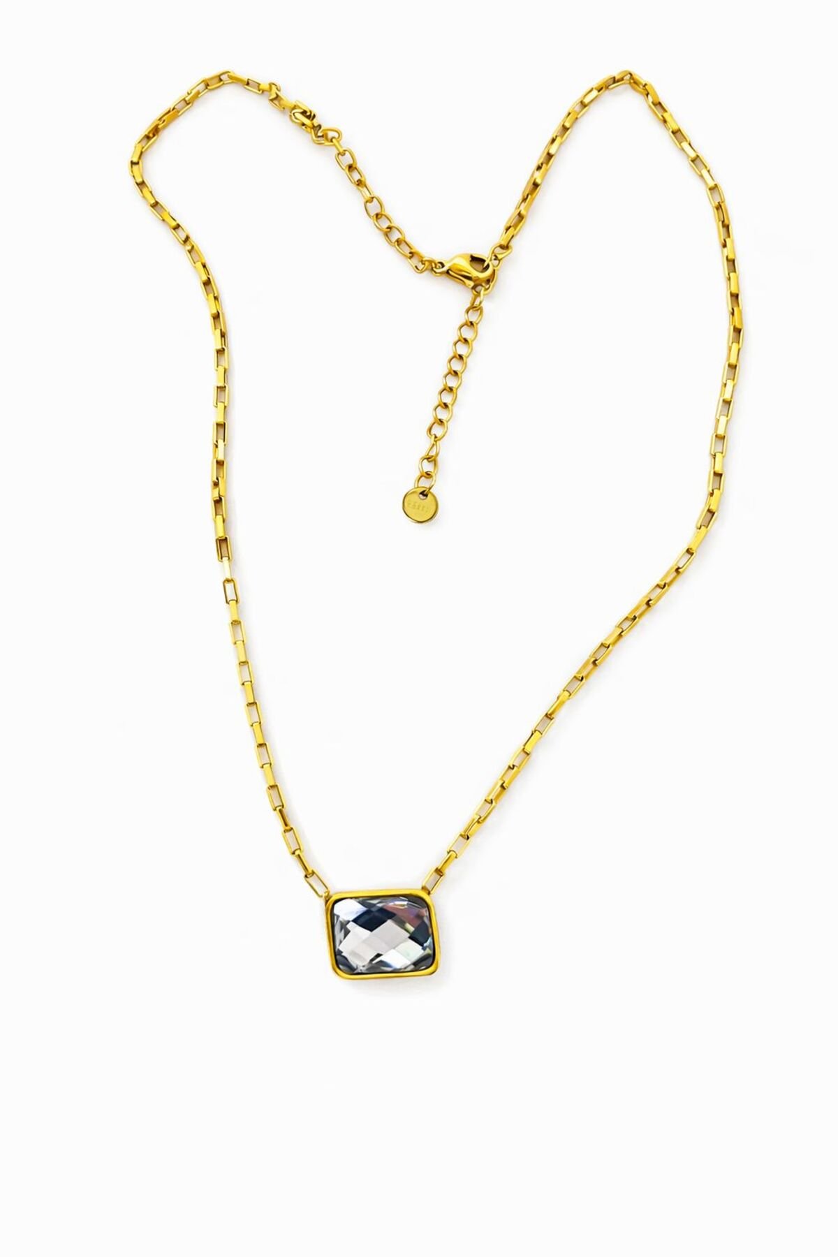 Çelik Baget Taşlı Kolye