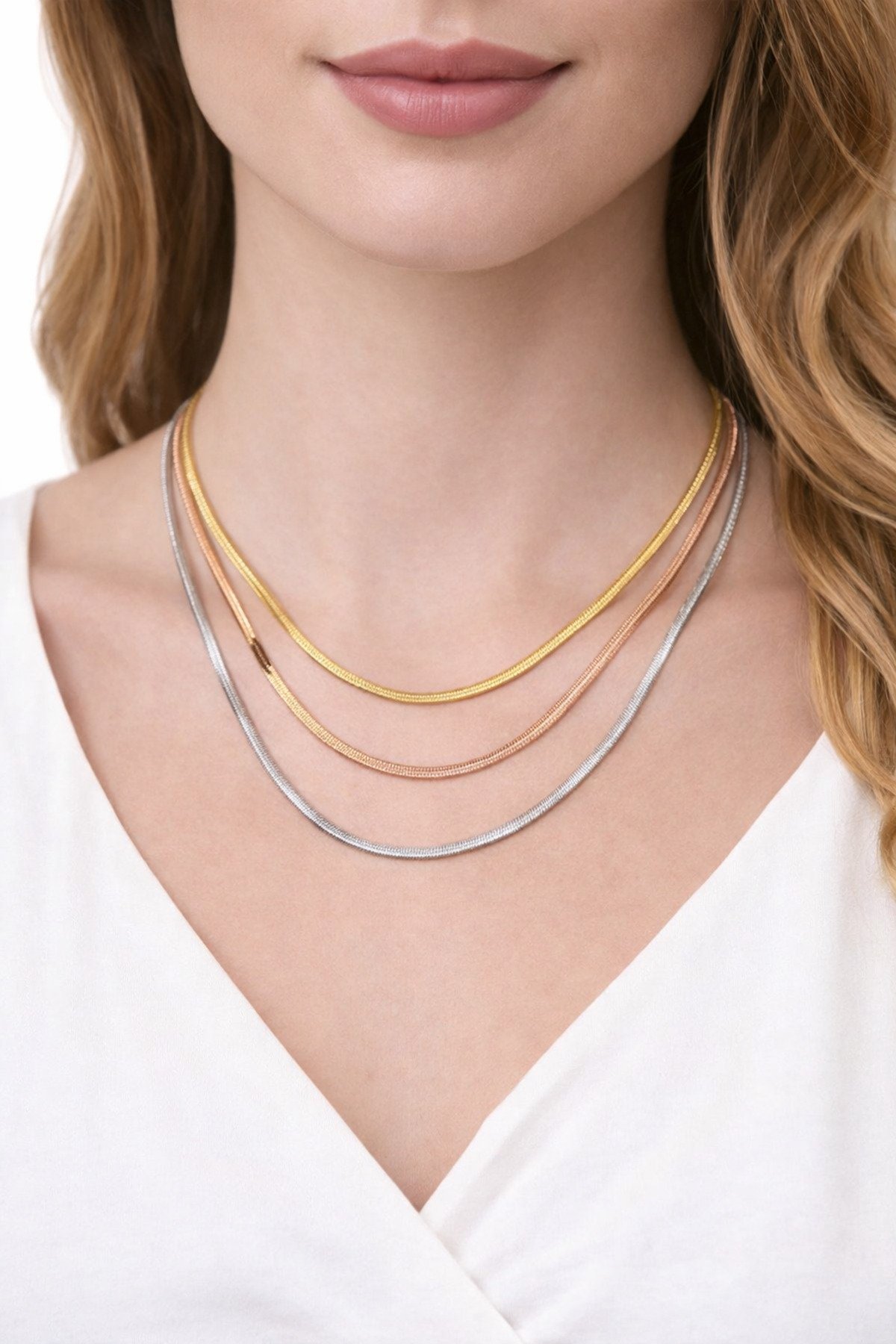 Mix Renk İtalyan Zincir Çelik Kolye