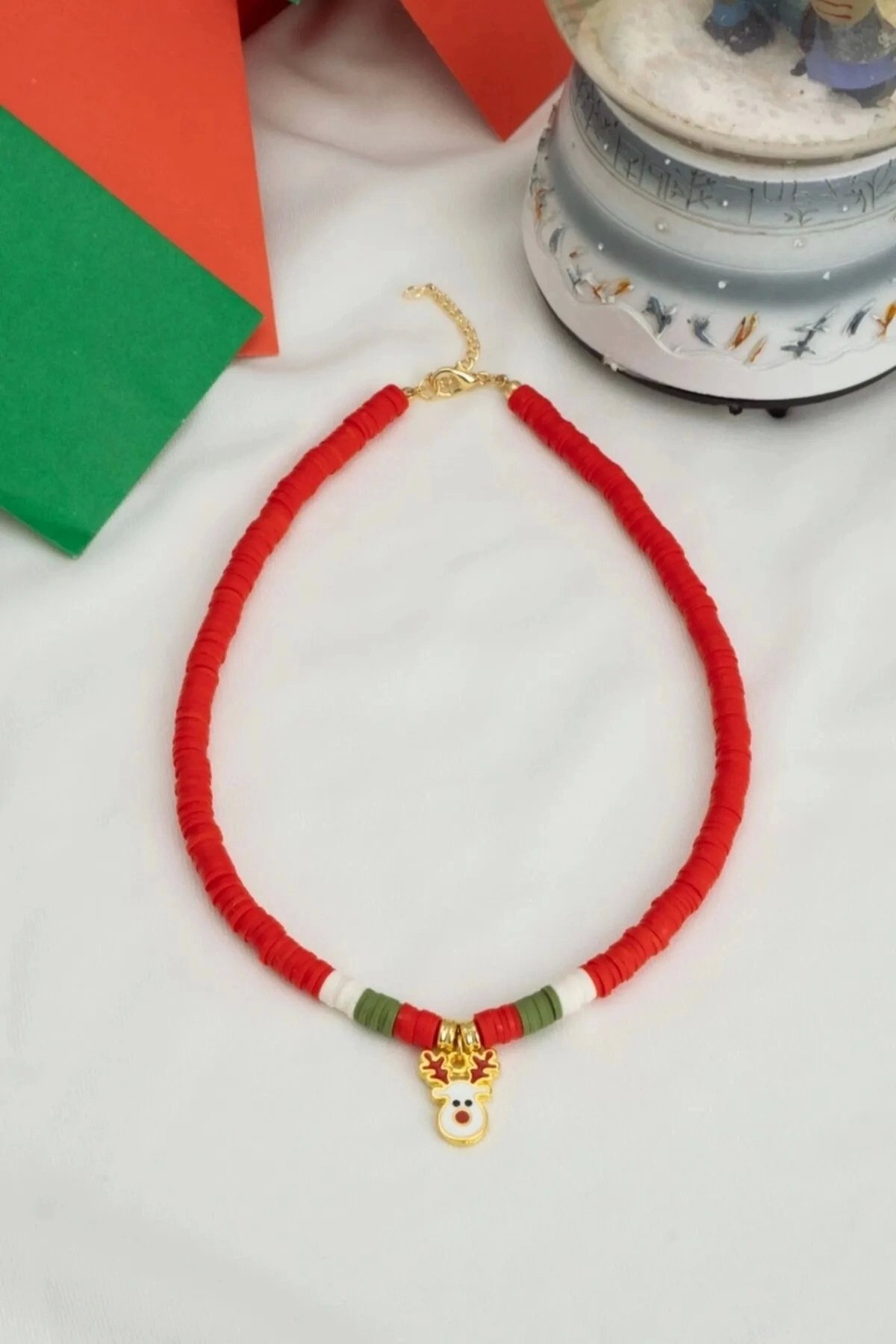 Christmas Deer Themed Fimo Necklace