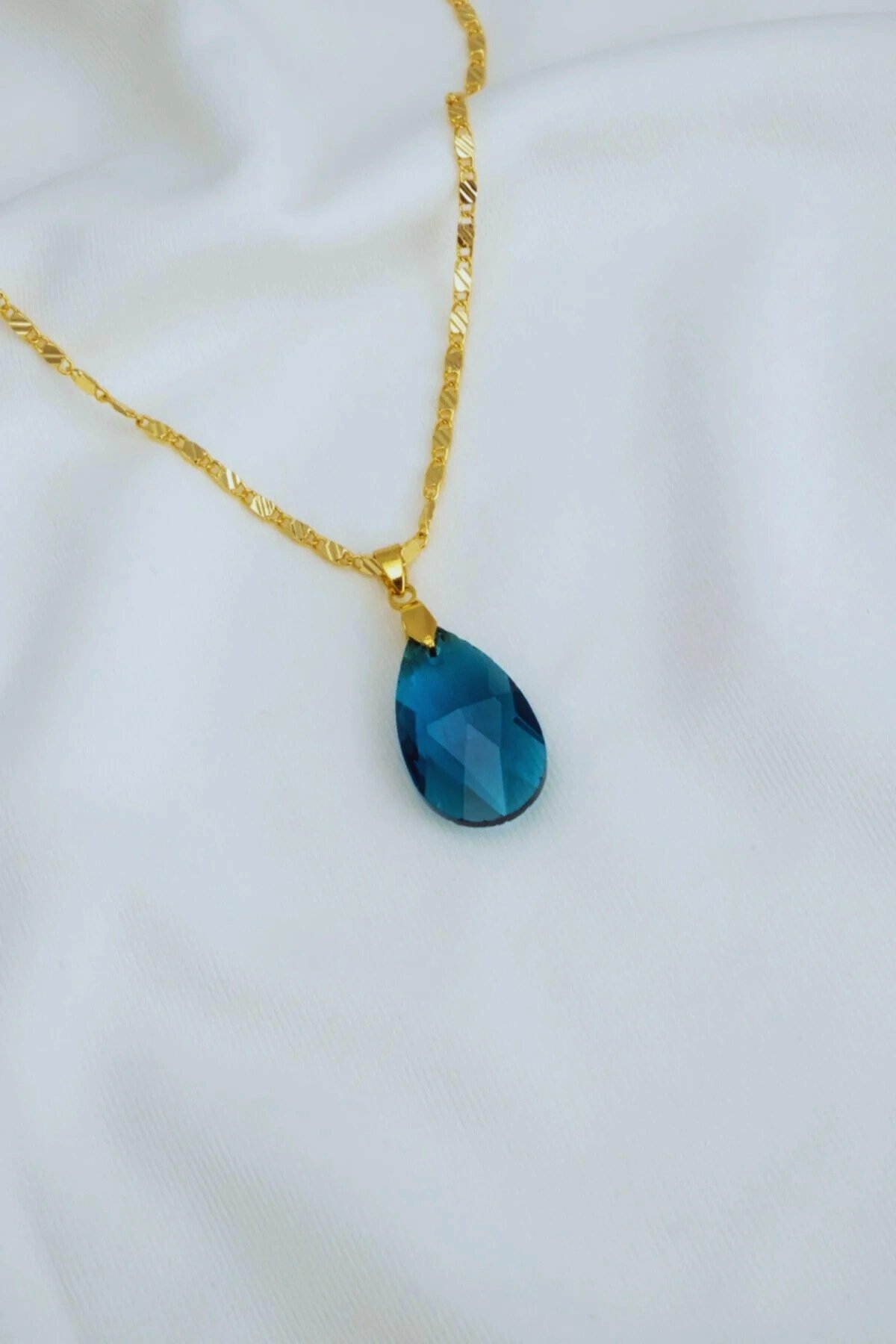 Damla Model Kolye Aqua Mavi