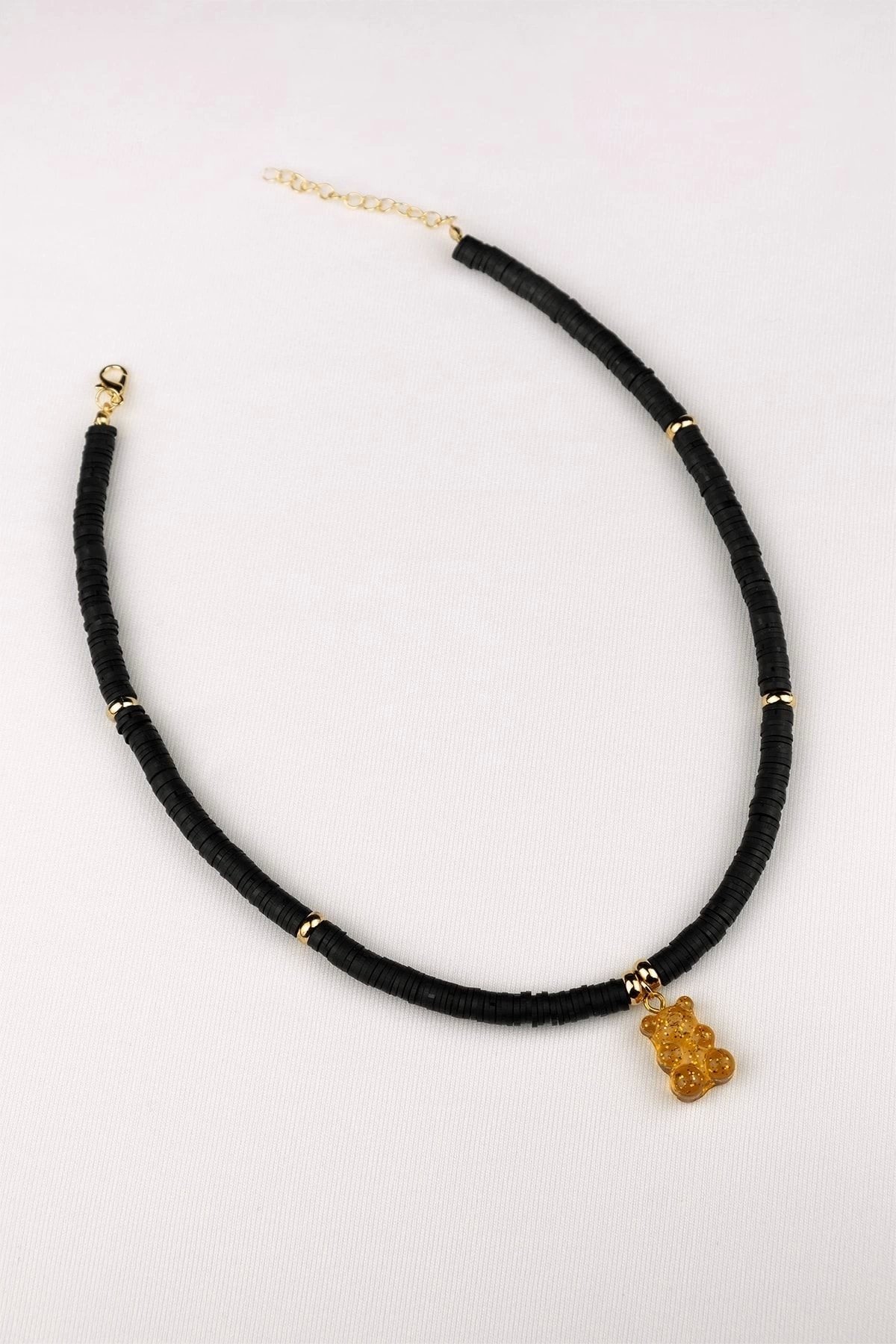 Black Teddy Bear Fimo Necklace