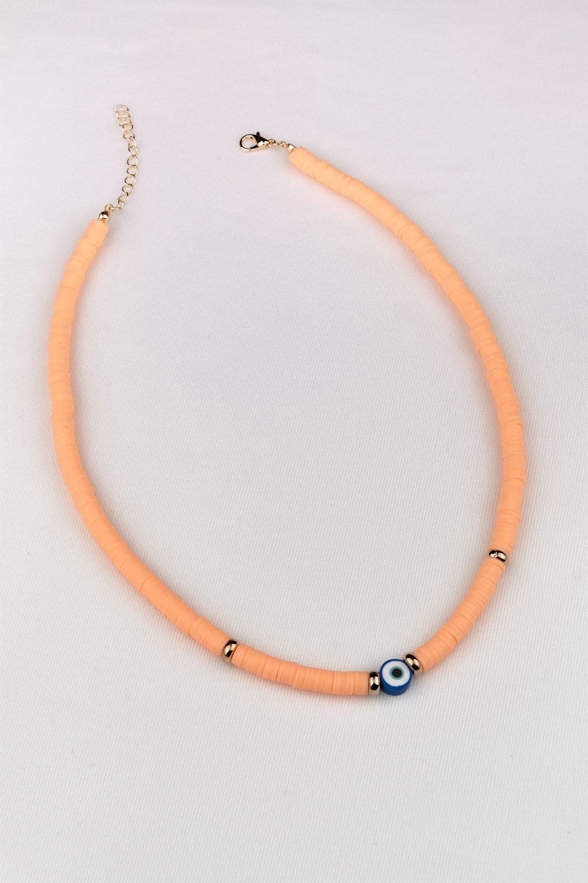 Orange Evil Eye Detail Fimo Necklace