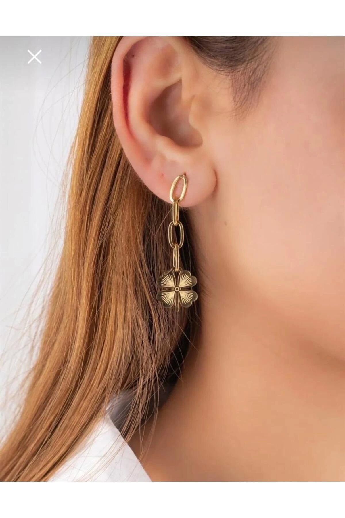 Long Clover Steel Earrings