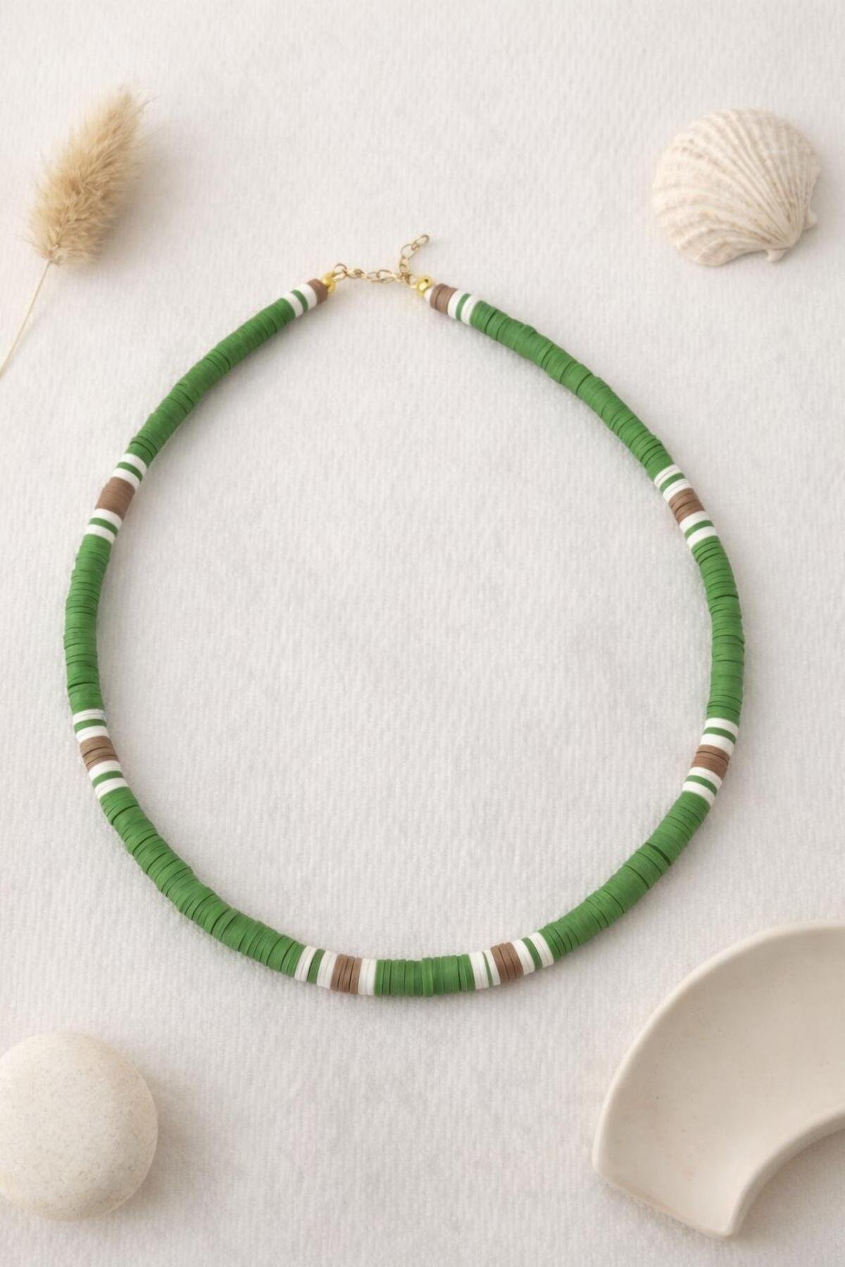 Olive Mix Fimo Kolye