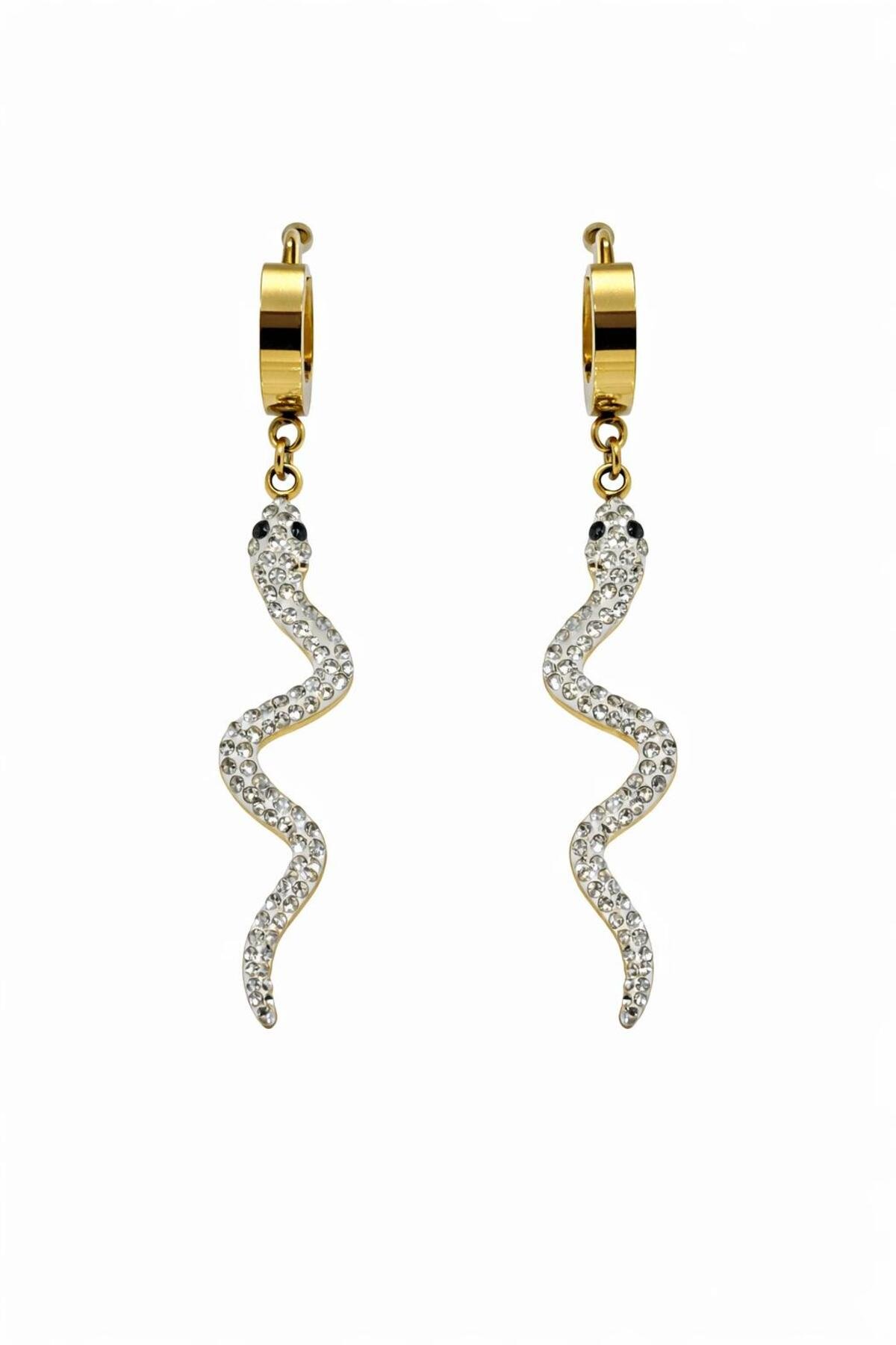 Zara Snake Gold Çelik Küpe