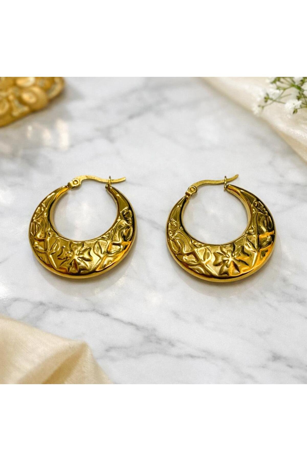 Gold Çelik Halka Küpe