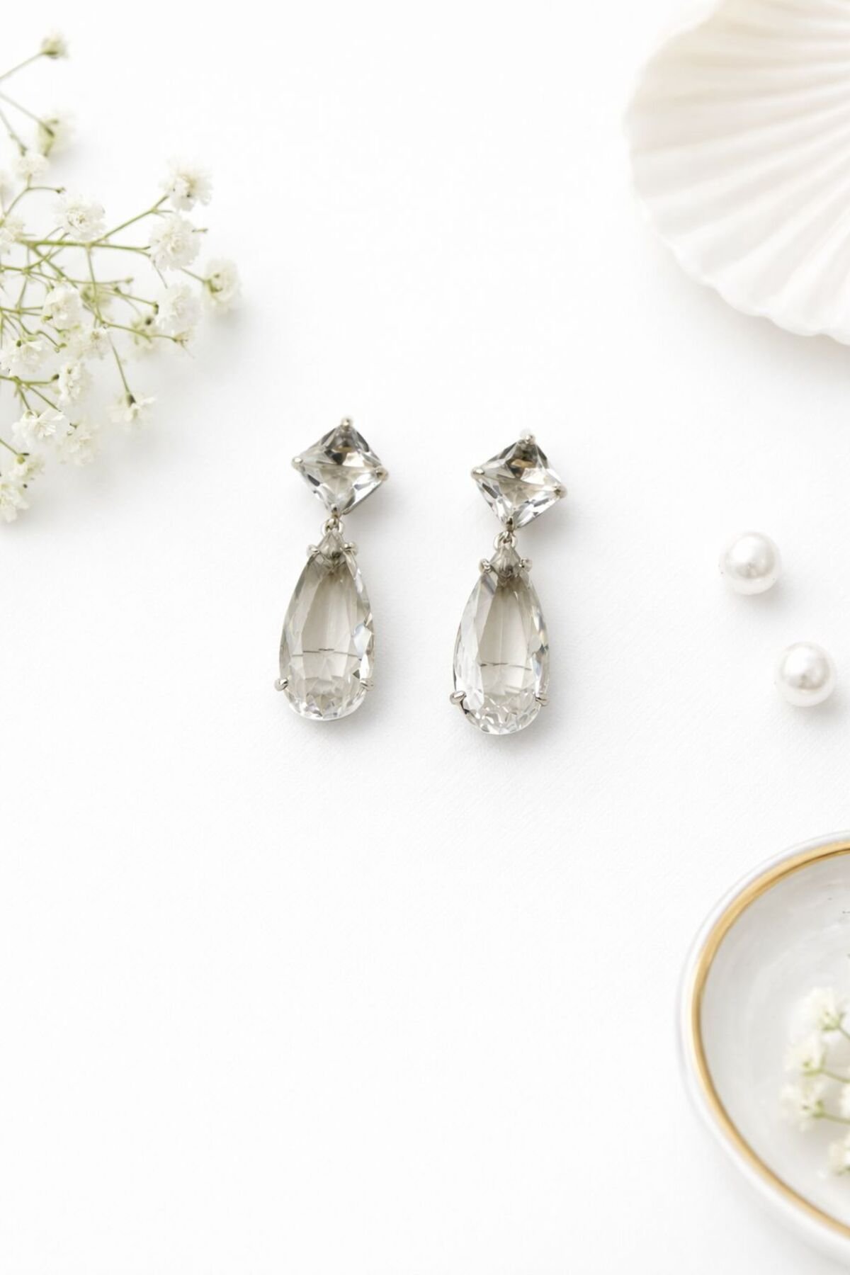 Xuping Şeffaf Kristal Damla Küpe