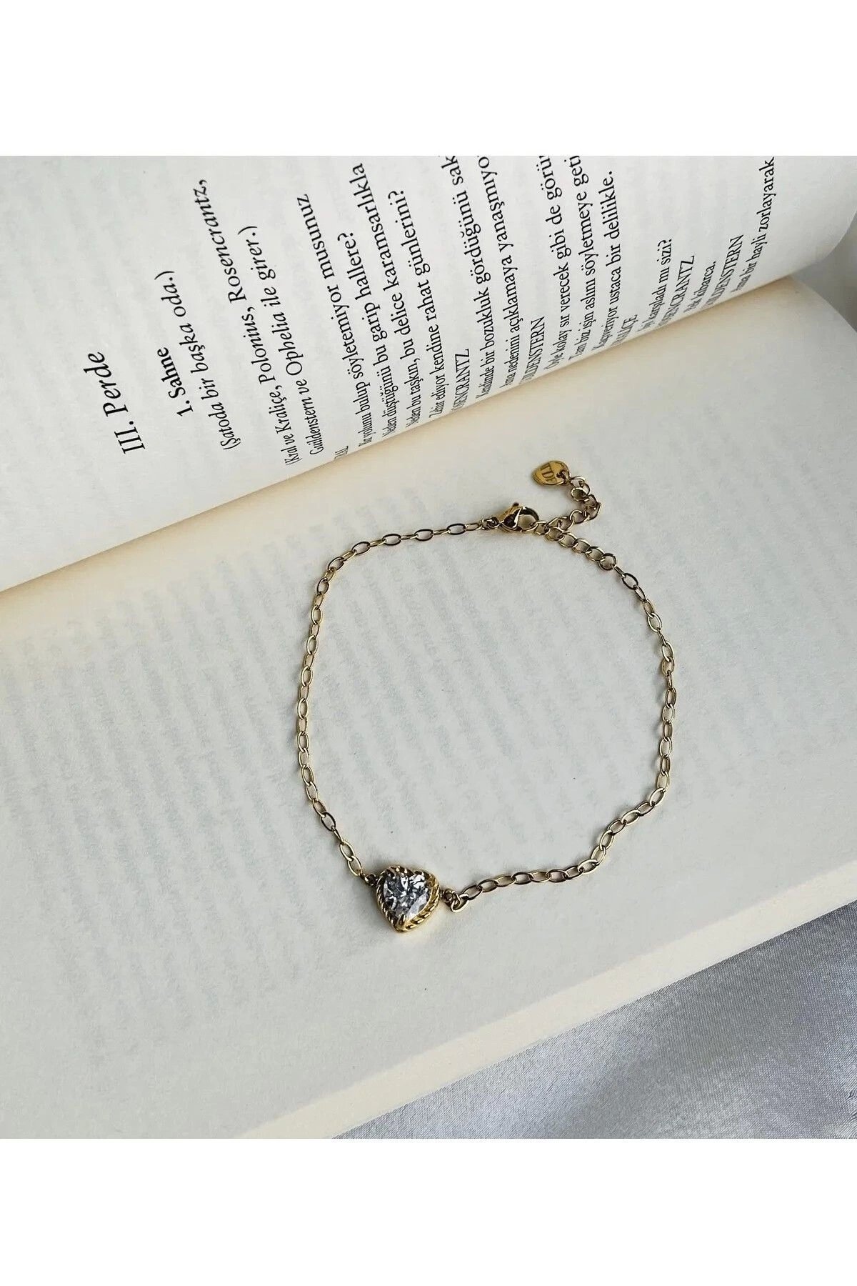 Kadın Taşlı Kalp Paslanmaz Çelik Halhal