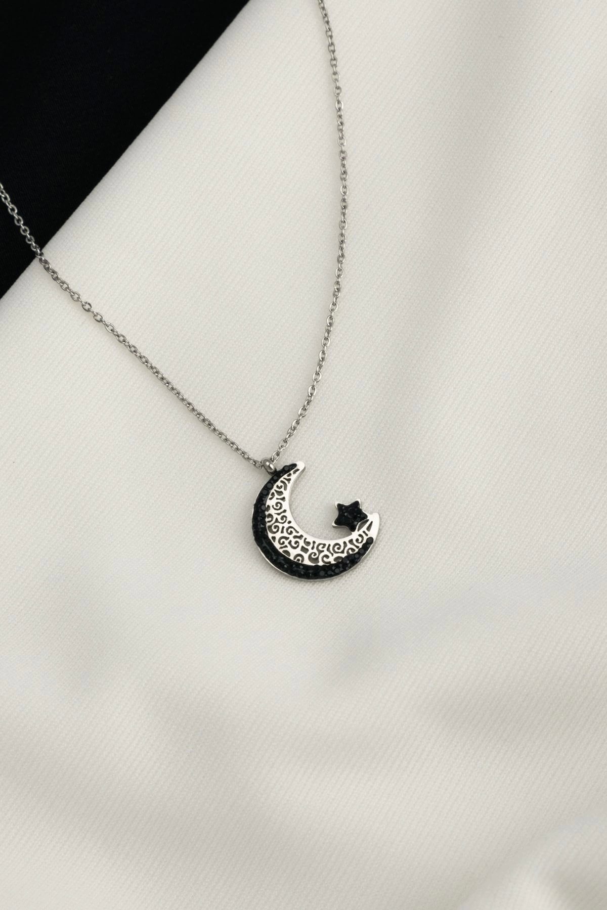 Moon Star Steel Necklace