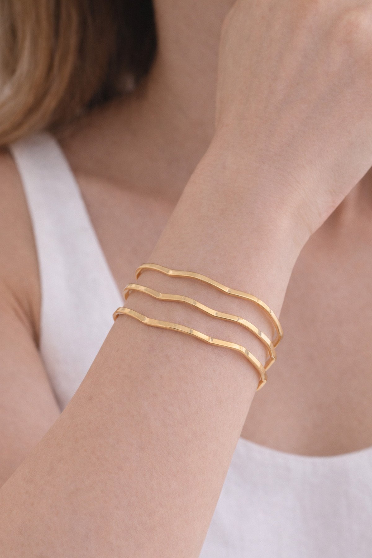 Çelik İnce Üçlü Zikzak Ajda Bilezik