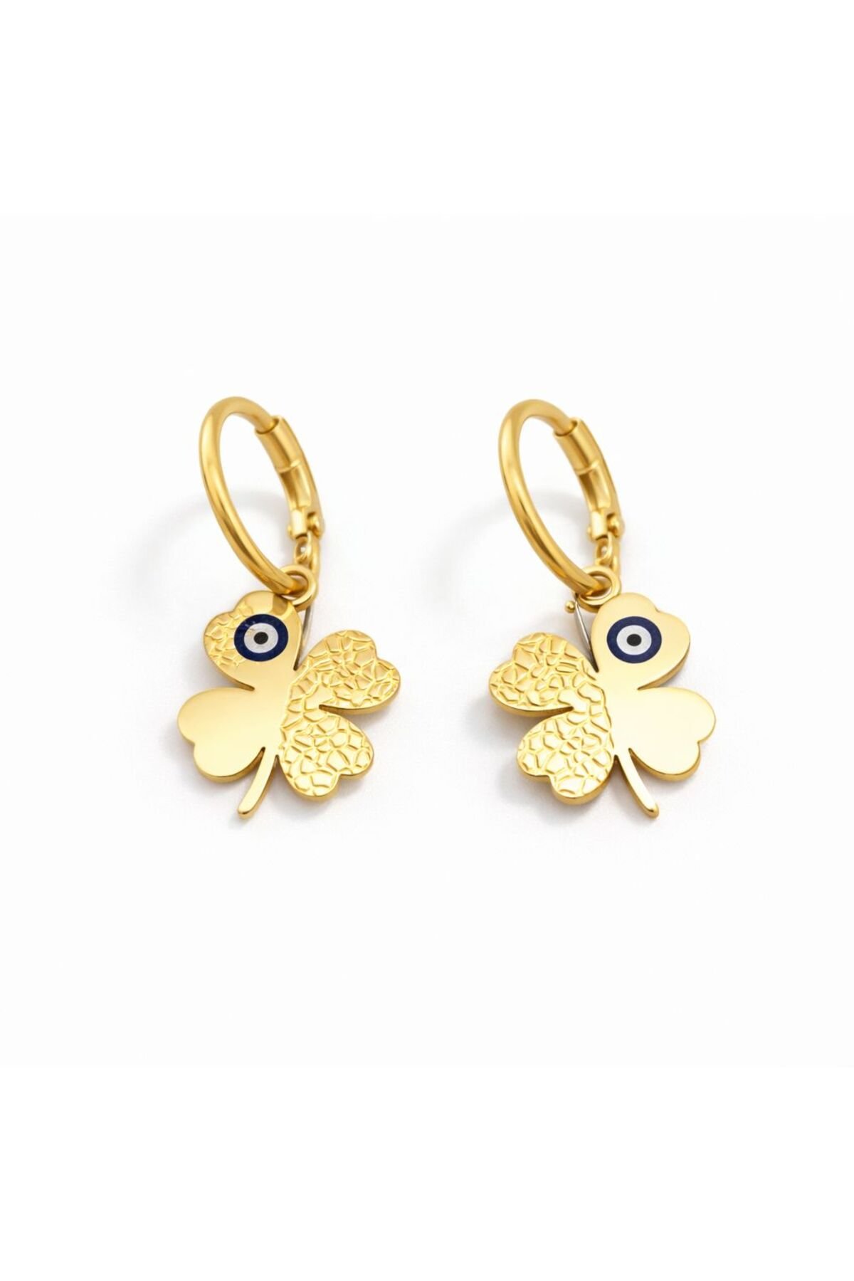 Çelik Yonca Küpe Gold Renk