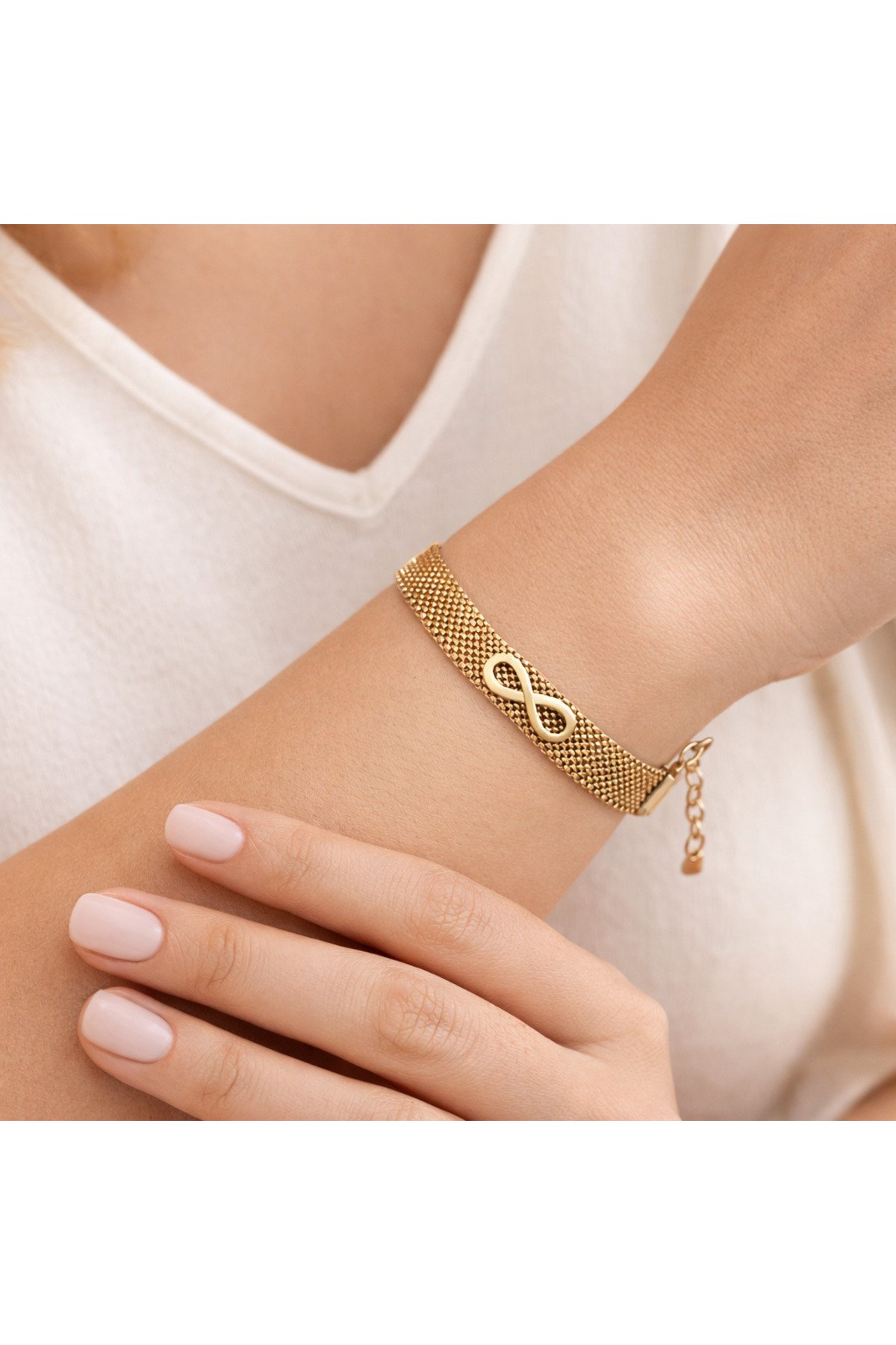 Çelik hasir model sonsuzluk simgeliyor bileklik